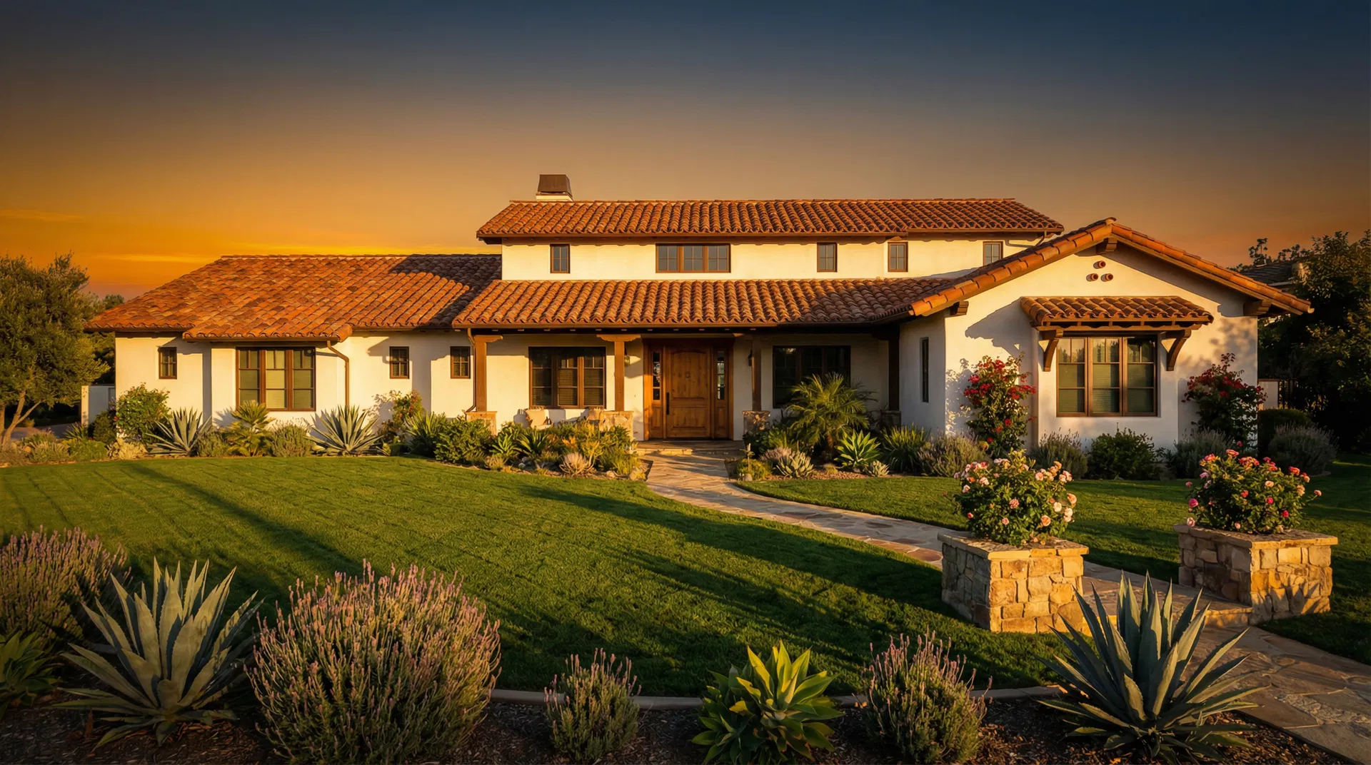 Beautiful California home at golden hour