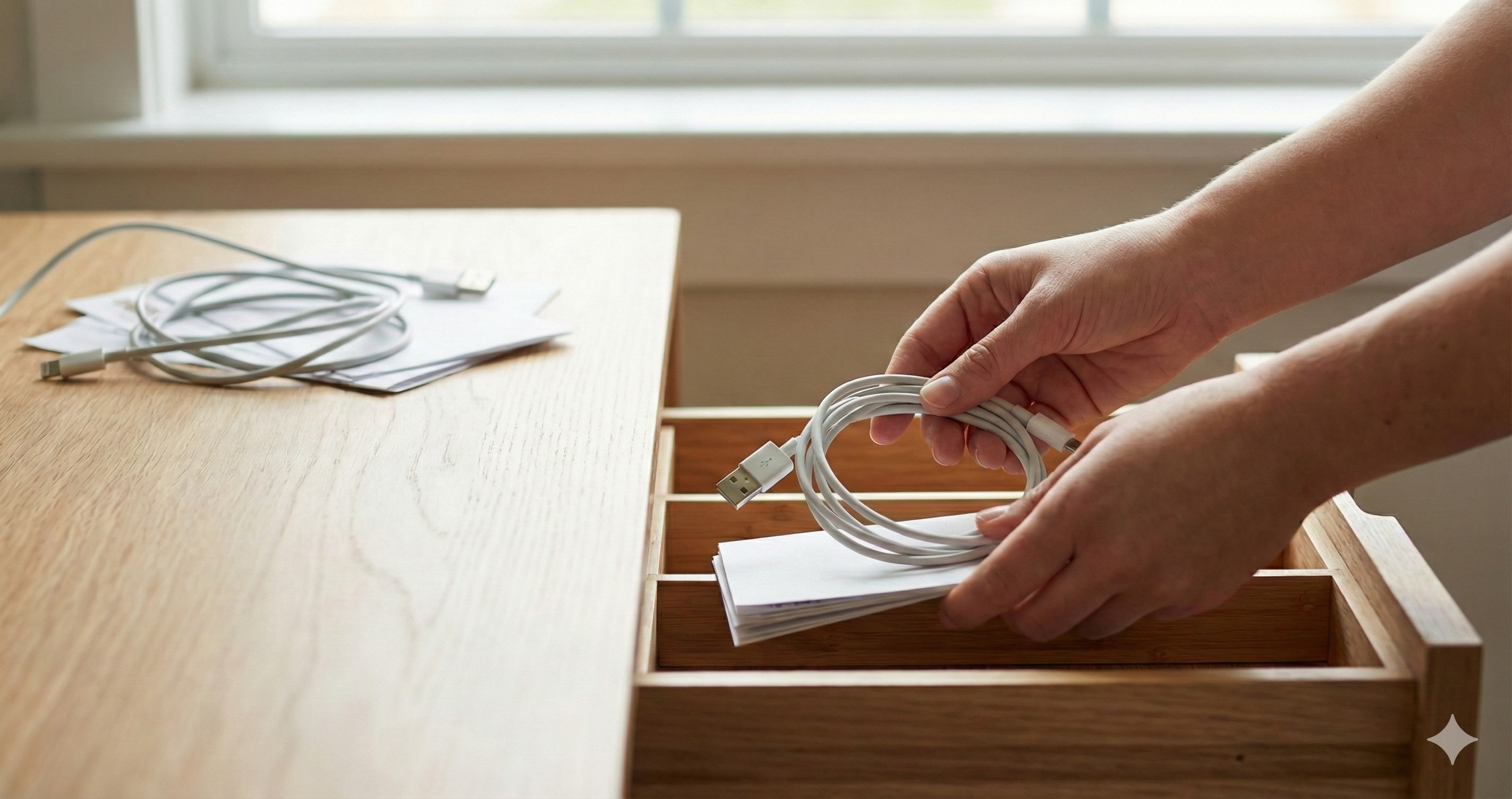 Como organizar cabos, papéis e gadgets para reduzir ruído visual e mental