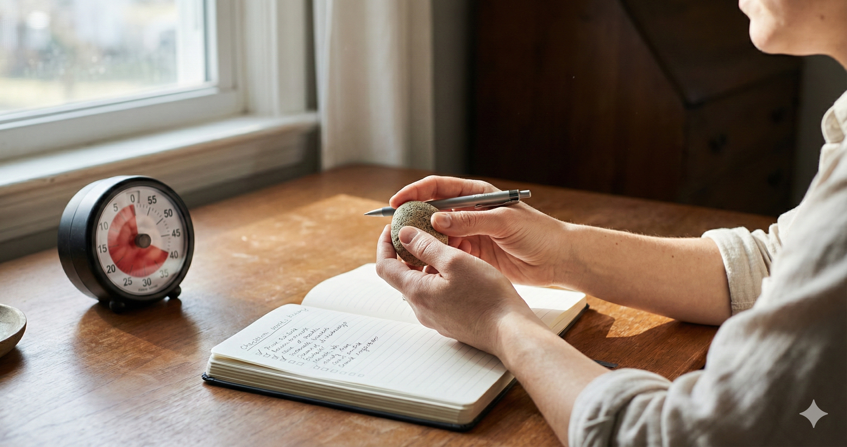 Checklists físicos, timers visuais e fidgets: o trio de suporte para sessões profundas de trabalho