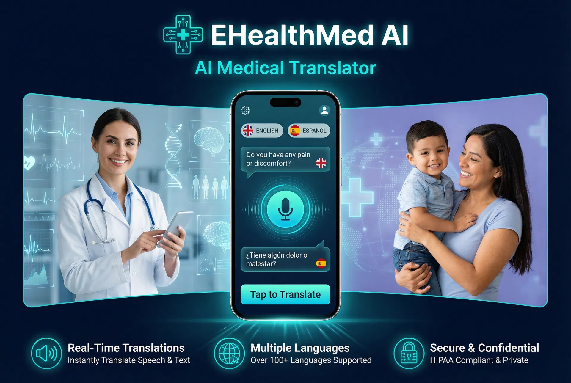 EHealthMed AI Medical Translator - Real-time voice translation for healthcare