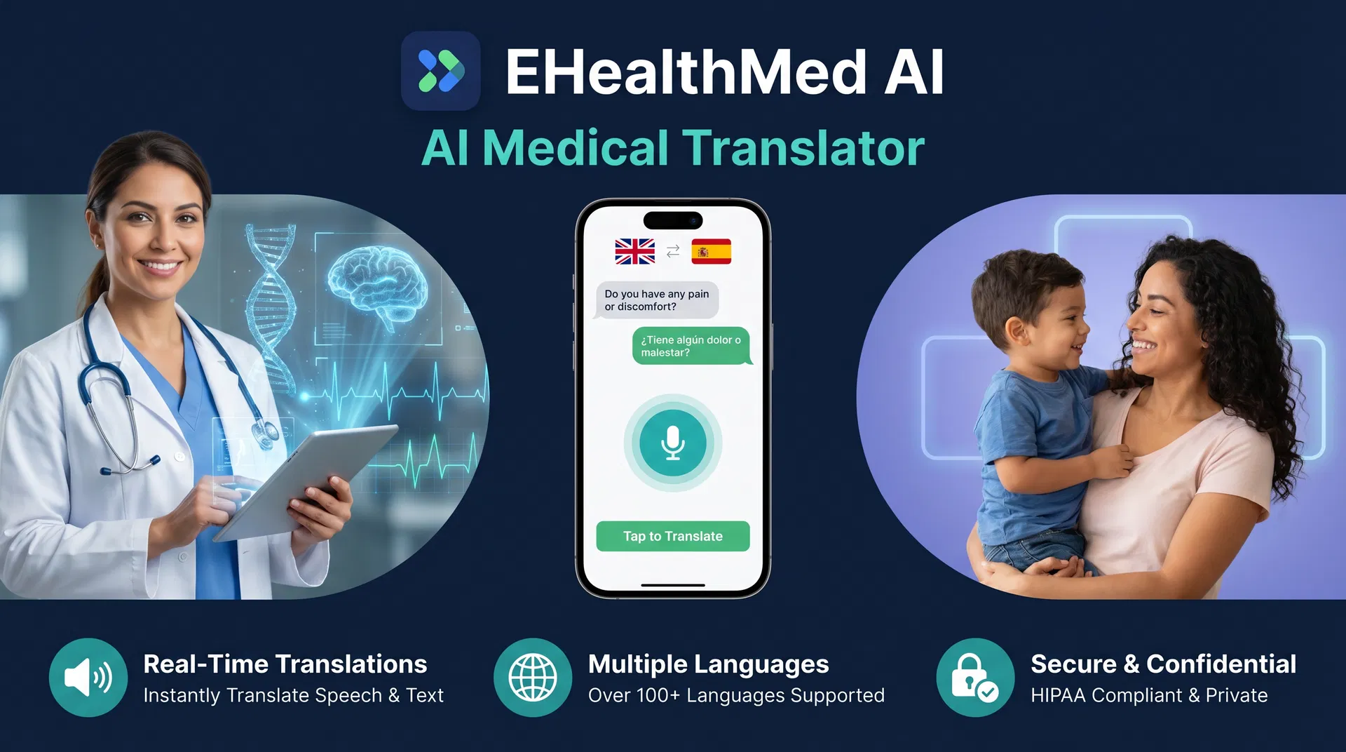 EHealthMed AI Medical Translator - Real-time voice translation for healthcare