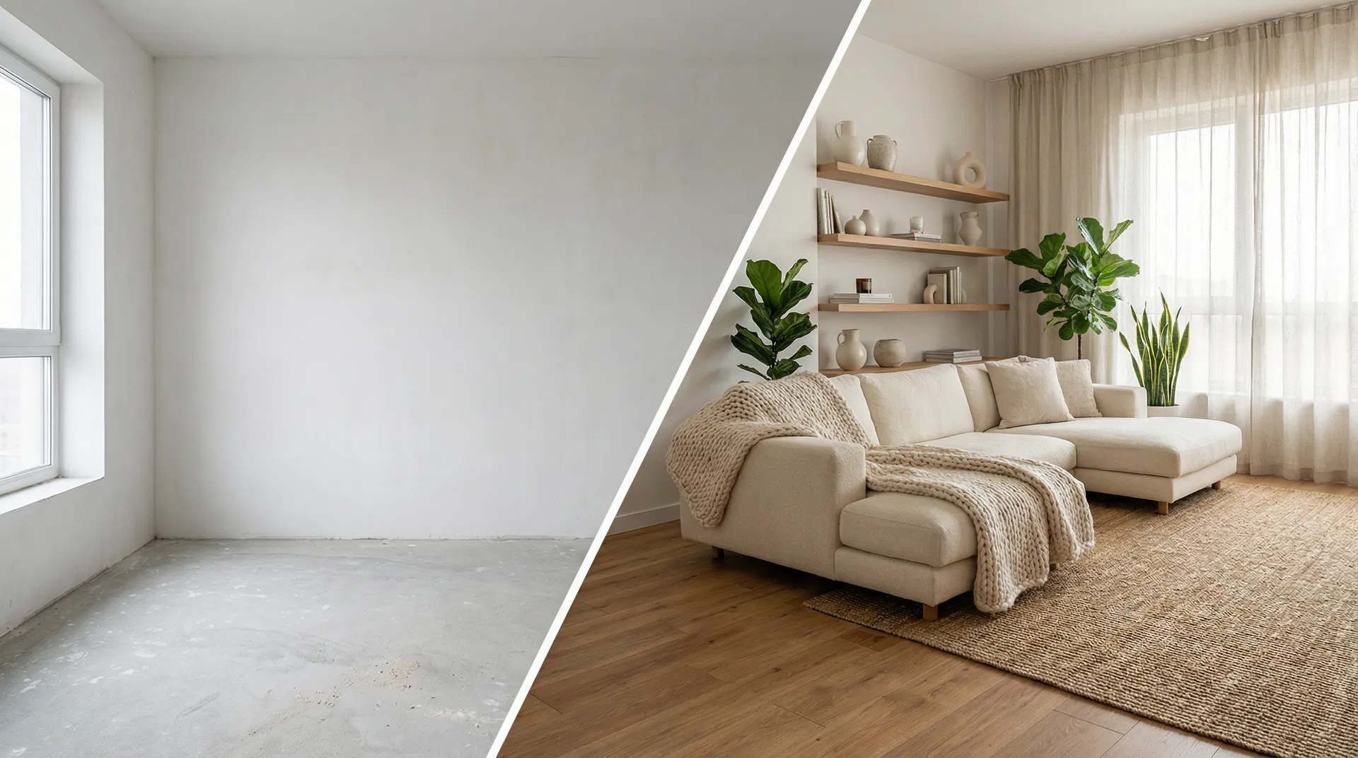 Before and after room transformation