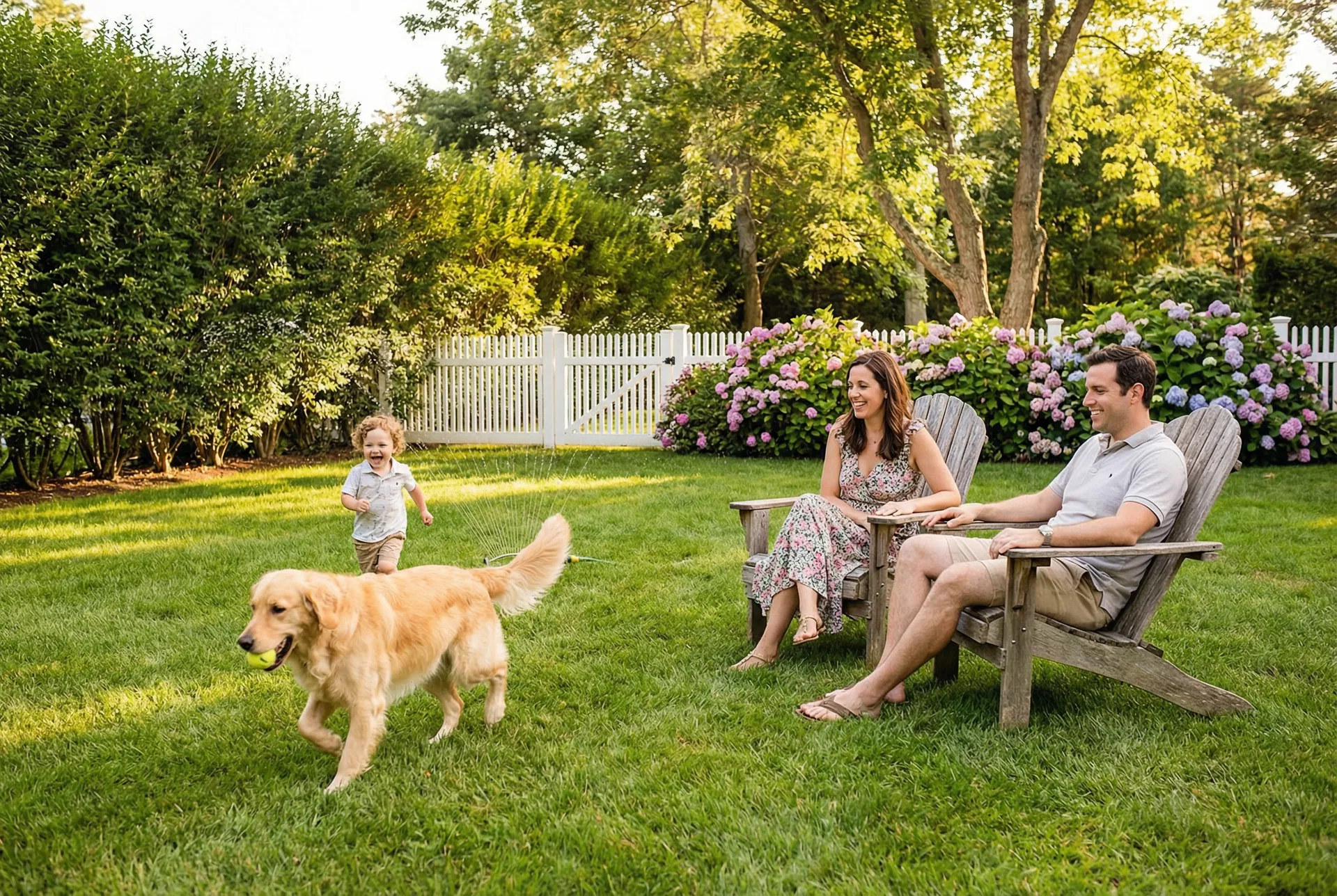 Family enjoying their protected backyard