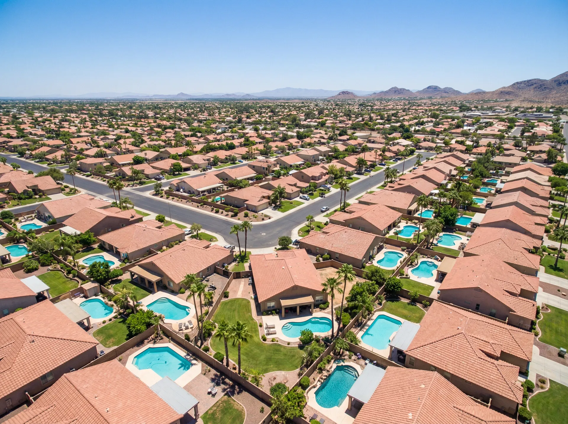 Phoenix area pools from above