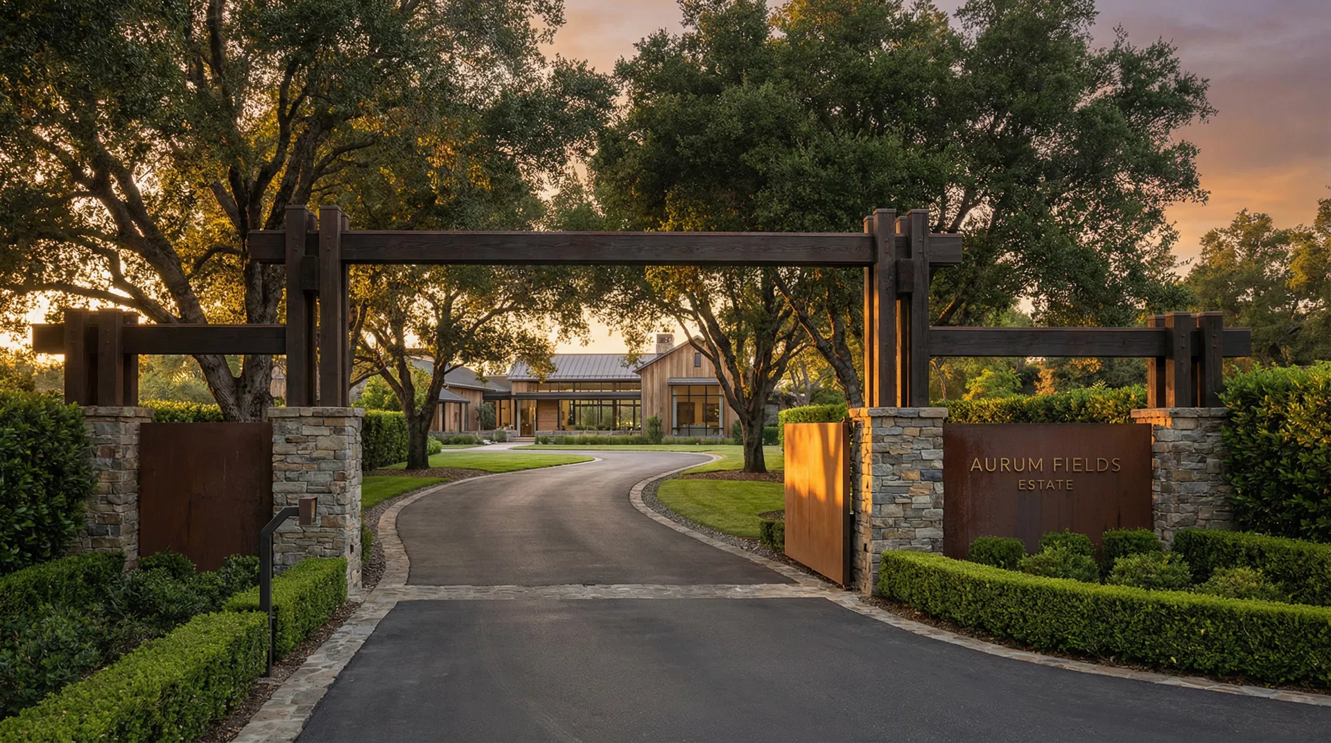 Entrada de segurança com portão de acesso à propriedade exclusiva