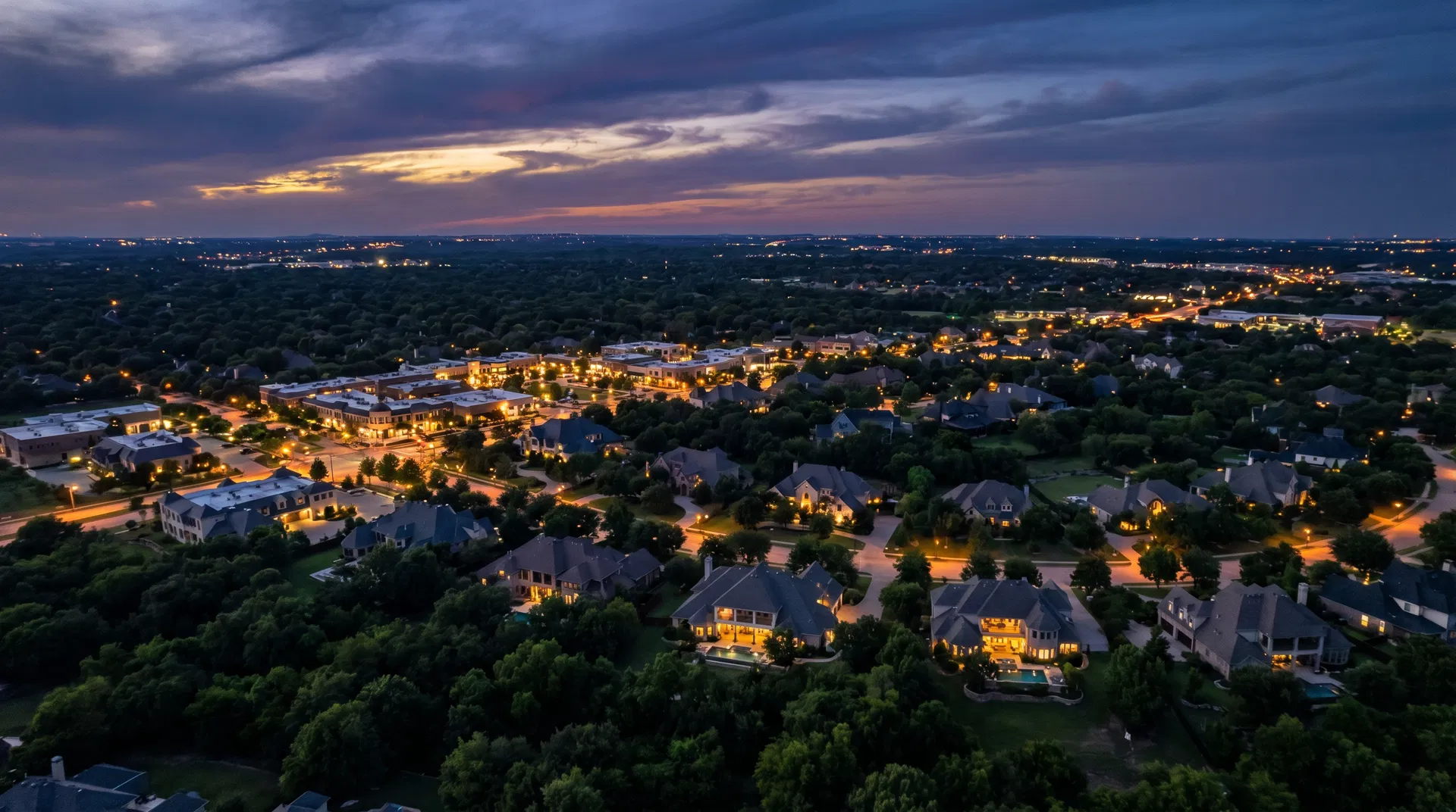 Southlake Texas at twilight