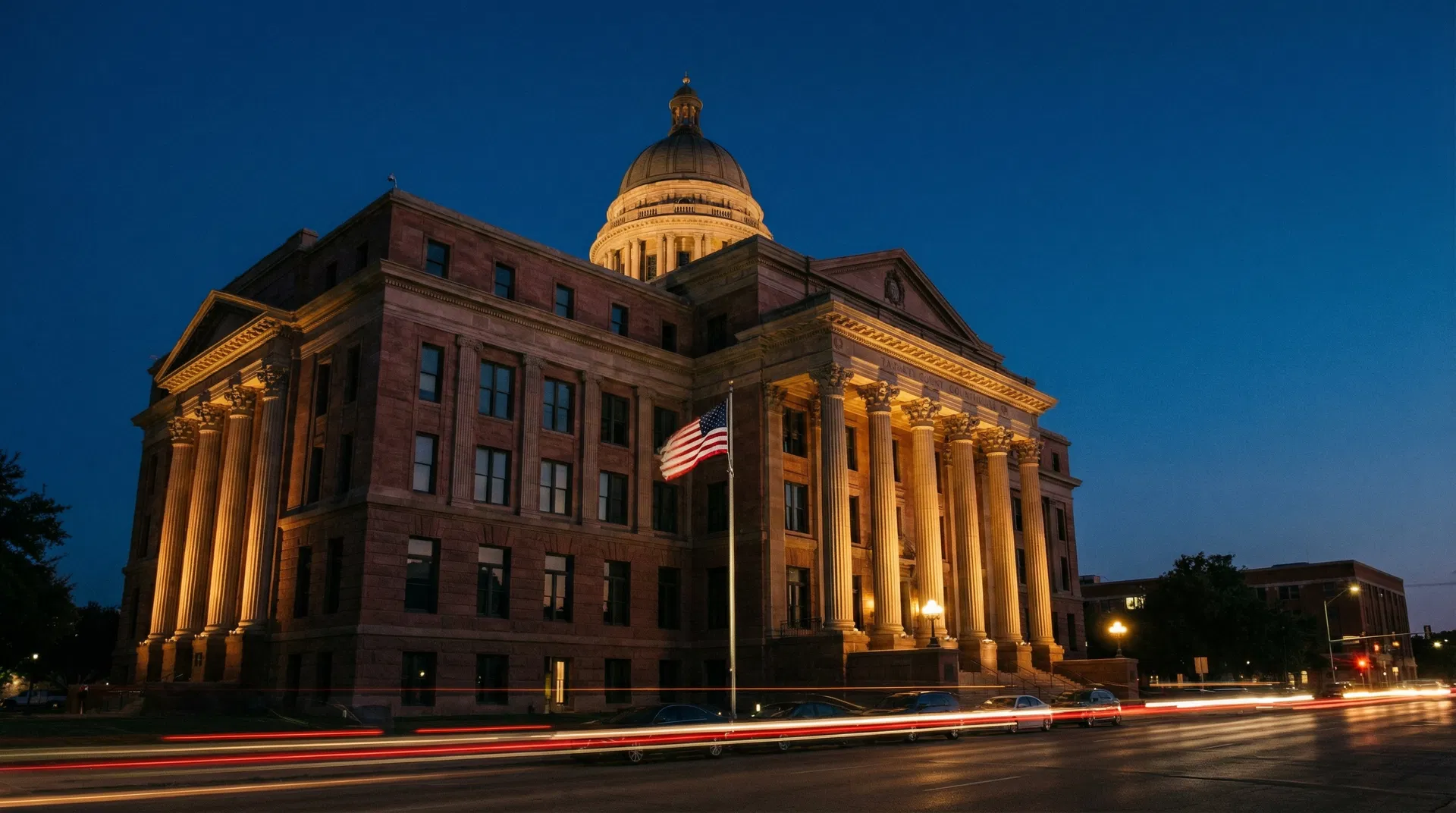 Texas Courthouse at dusk