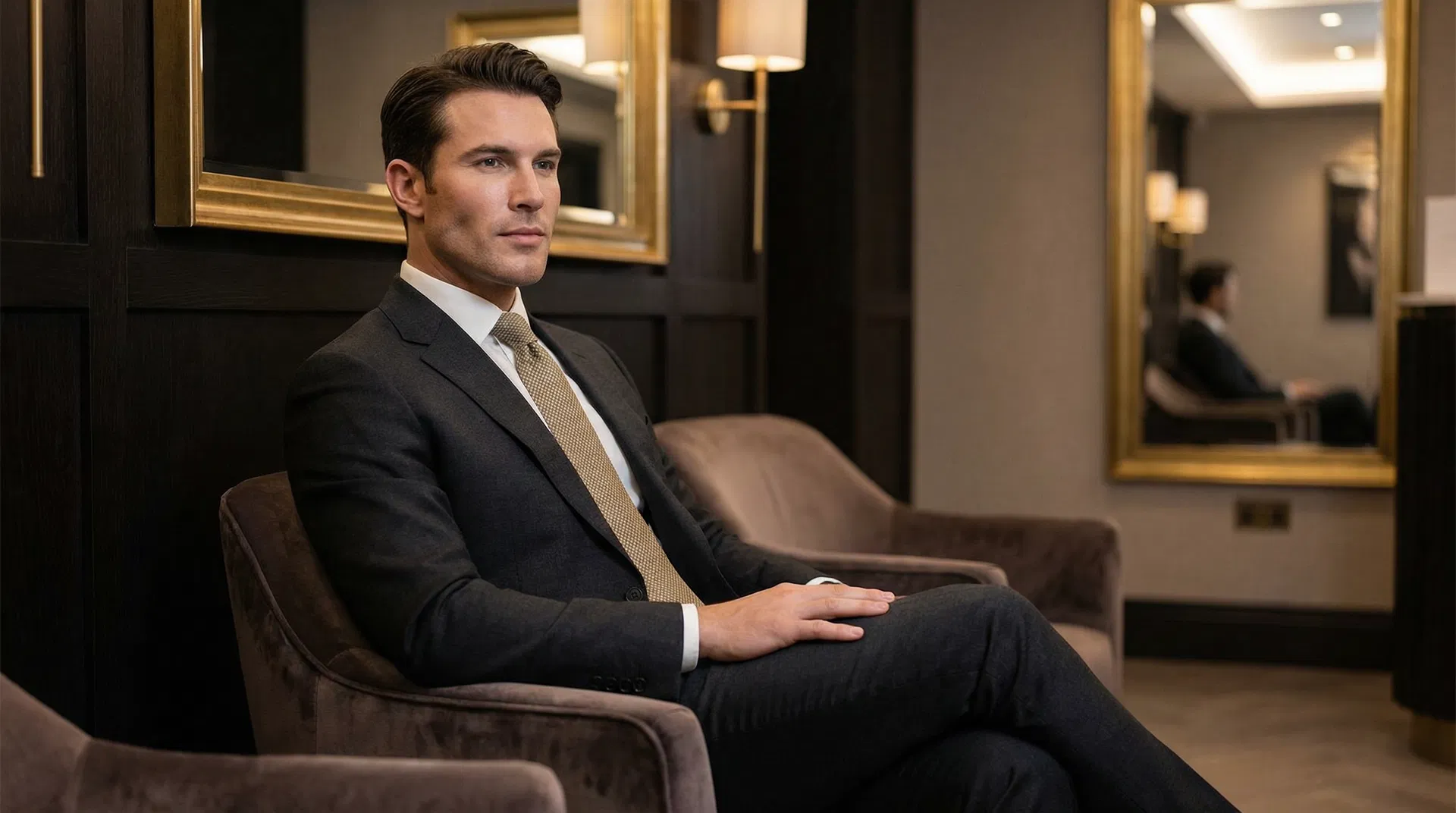 Handsome professional man at a luxury men's aesthetics clinic in London receiving aesthetic treatment