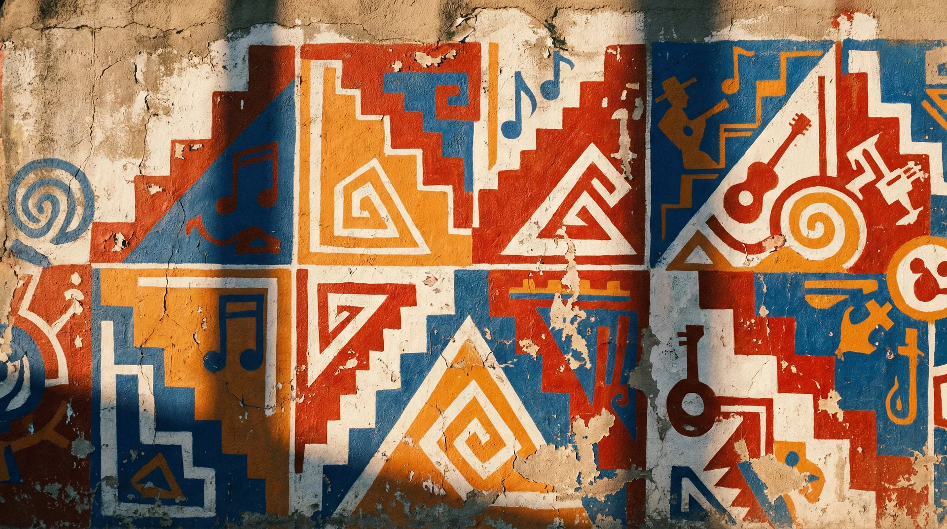 Colorful Latin American geometric wall mural