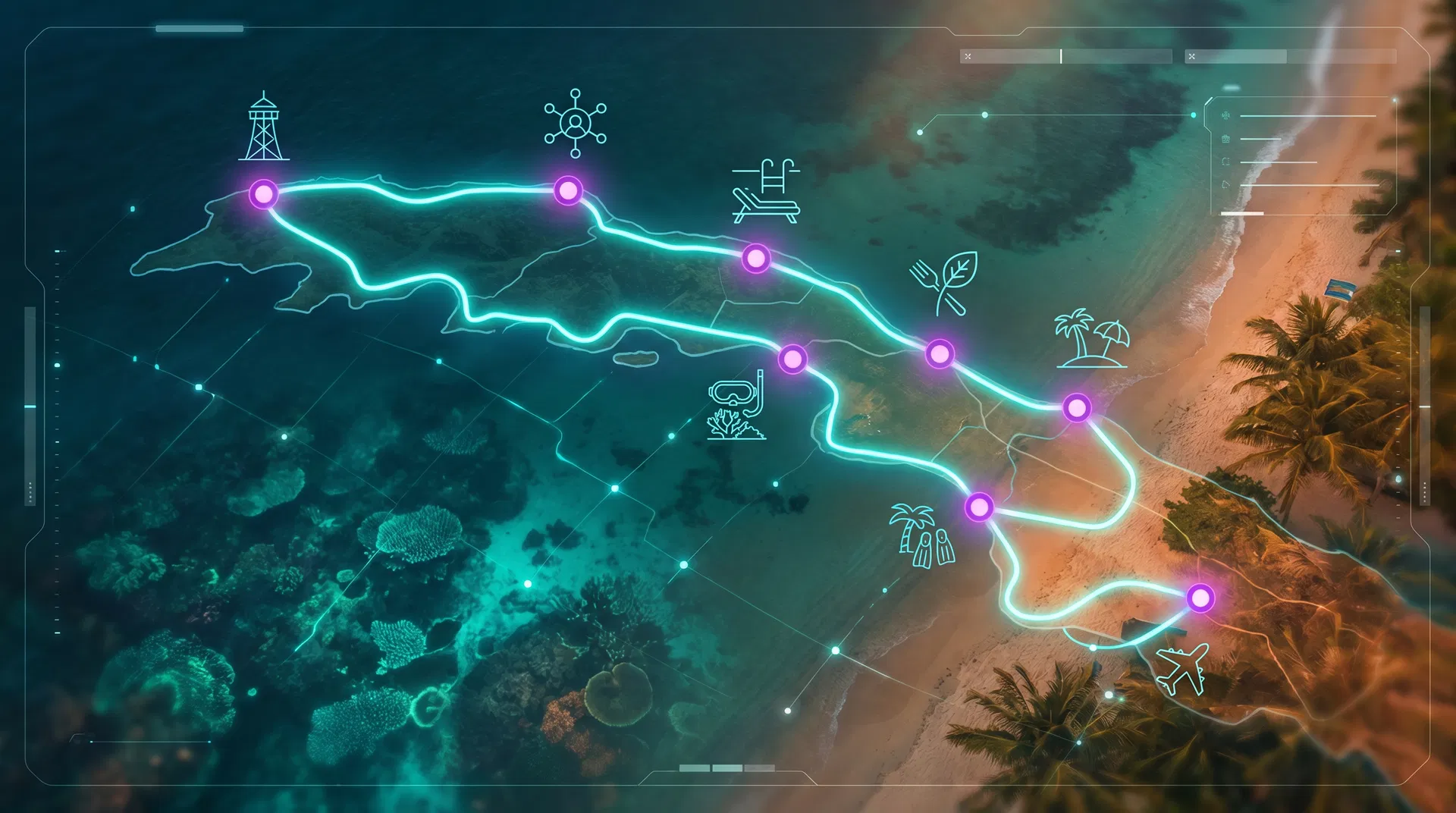 Explorer route map across Roatán