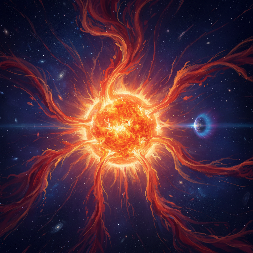 A coroa solar, um halo de plasma incandescente, é a origem do vento solar, um fluxo constante de partículas que se estende por todo o sistema planetário. Essa imagem captura a grandiosidade e o poder da nossa estrela, moldando o ambiente espacial.