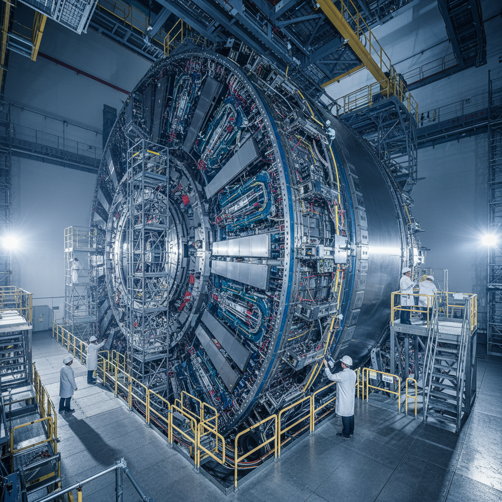 O detector CMS, um dos maiores experimentos do LHC, é o palco onde bilhões de prótons colidem, gerando dados cruciais para desvendar os segredos do universo subatômico.