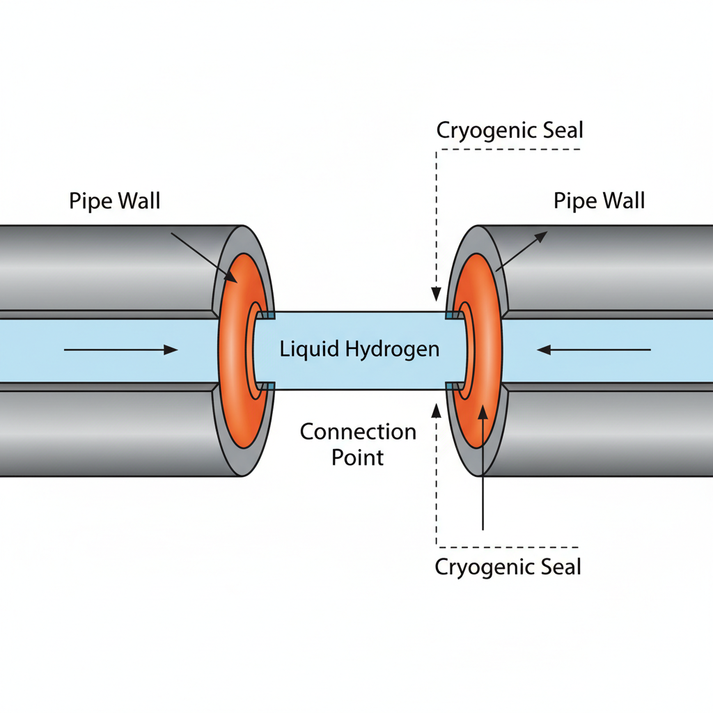 Diagrama esquemático detalha a complexidade dos selos criogênicos, componentes vitais para conter o volátil hidrogênio líquido nos sistemas de propulsão do foguete.