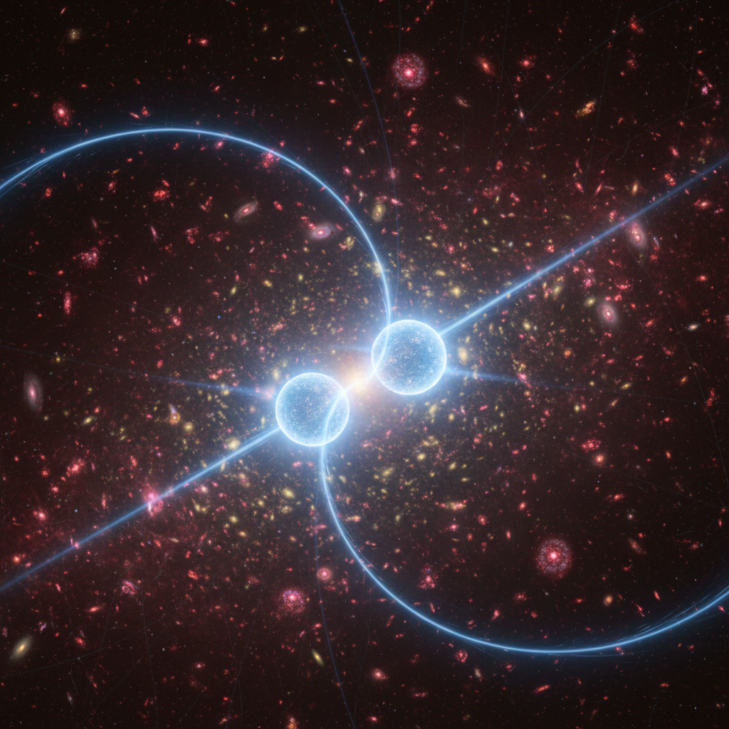 O Olhar do Webb Desvenda Estrelas Gêmeas Gigantes em um Passado Distante