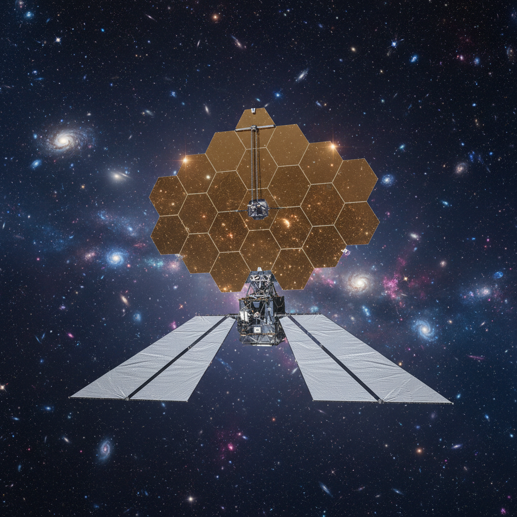 O Telescópio Espacial James Webb (JWST), com seus espelhos dourados e instrumentos avançados, é a ferramenta perfeita para sondar o universo em comprimentos de onda infravermelhos, revelando segredos de mundos distantes.