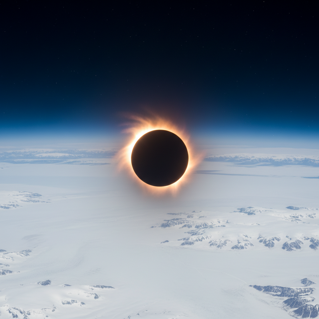 Antártica sob a Sombra: O Espetáculo Cósmico Capturado do Espaço