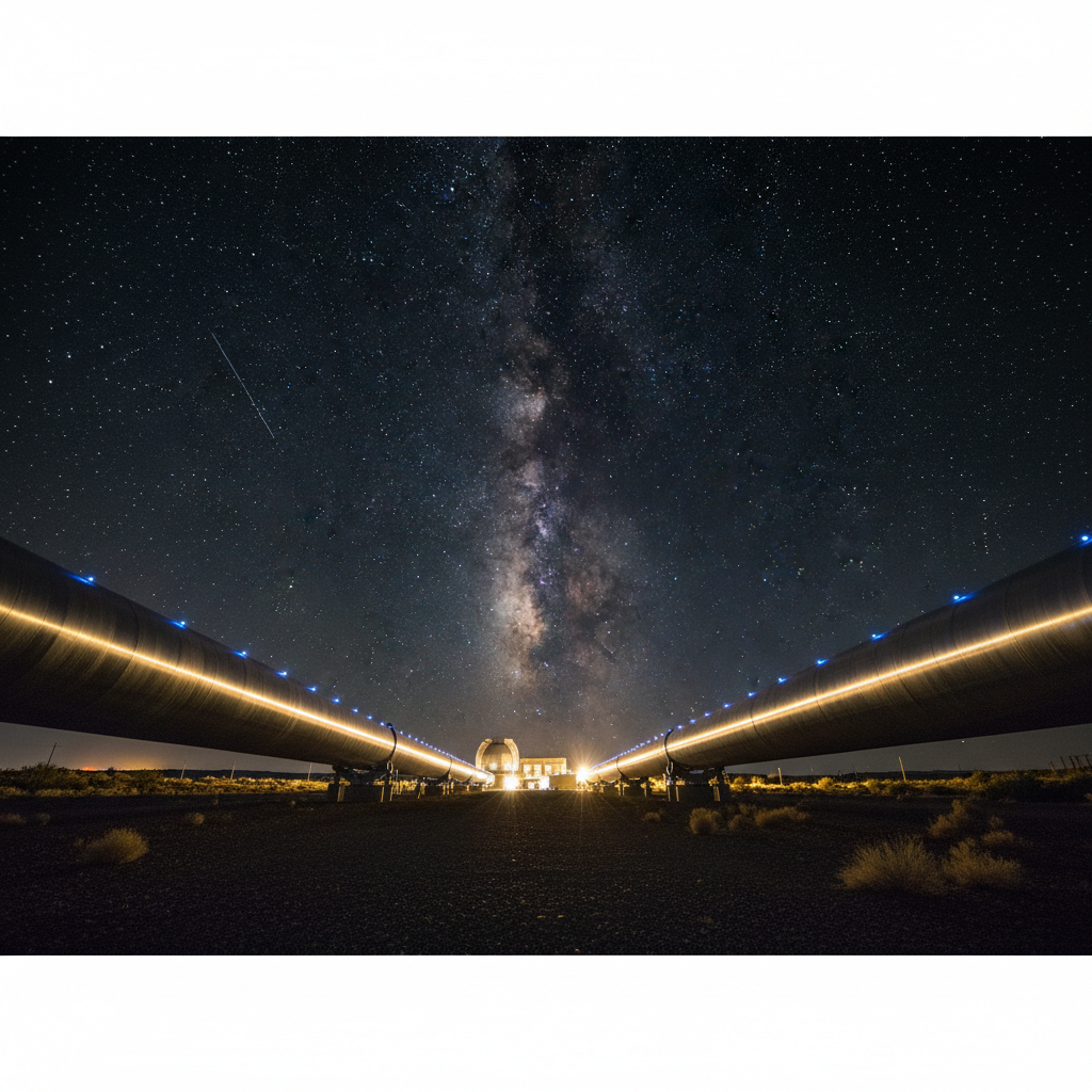 O Observatório LIGO, um dos detectores ultra-sensíveis que captam as minúsculas ondulações no espaço-tempo causadas por eventos cósmicos extremos, como a fusão de buracos negros.