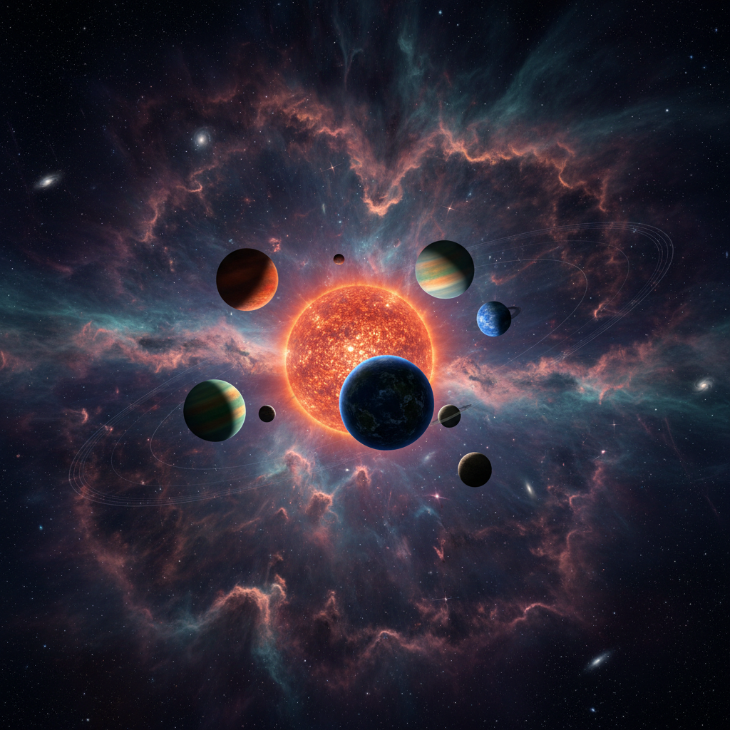 A grandiosidade do cosmos é revelada em um sistema estelar binário, onde múltiplos exoplanetas orbitam suas estrelas, desafiando nossa compreensão sobre a formação planetária em ambientes complexos.