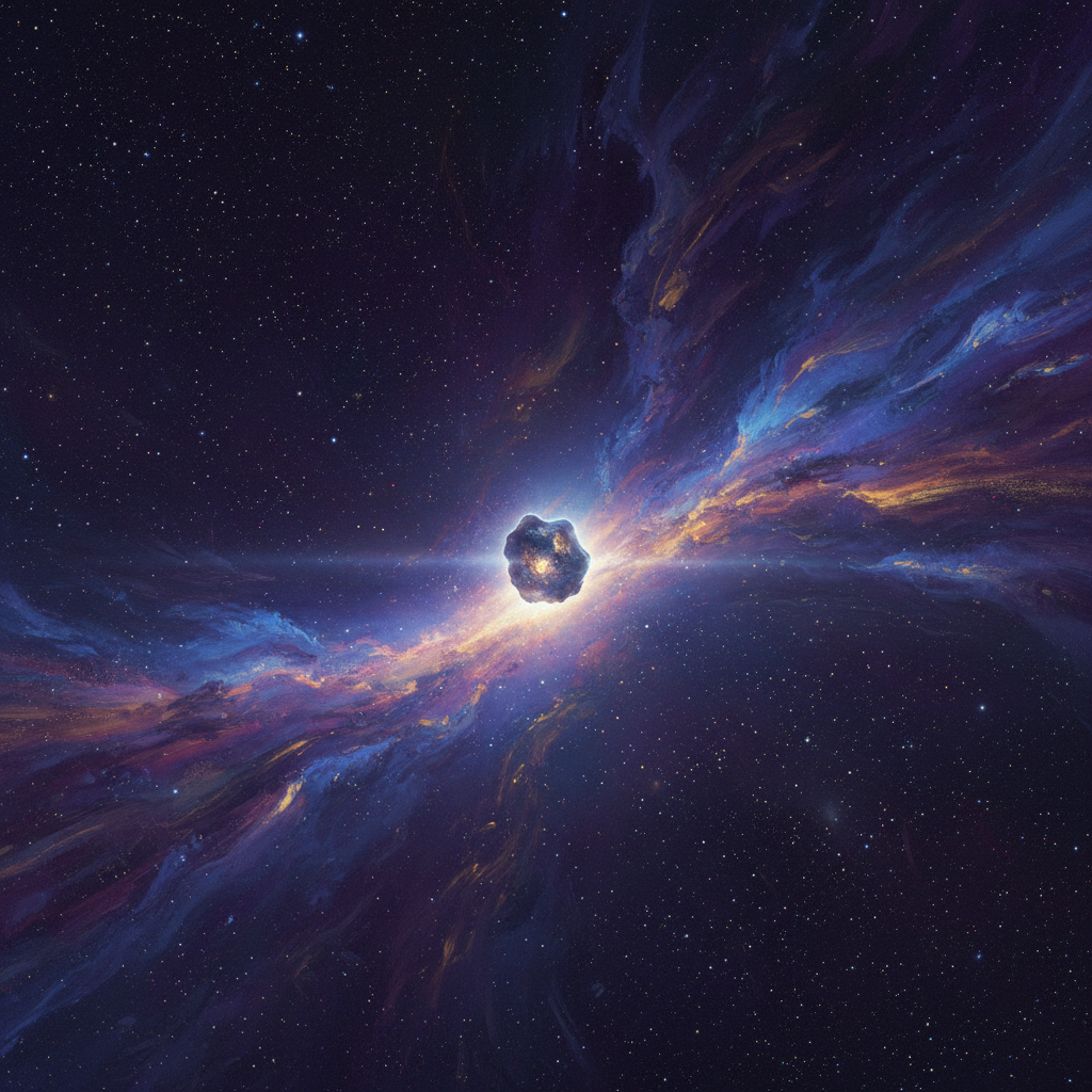 Um 'vagabundo cósmico' interestelar solitário, como o 3I/ATLAS, viaja pelas vastas extensões do espaço, um mensageiro enigmático de sistemas estelares distantes.