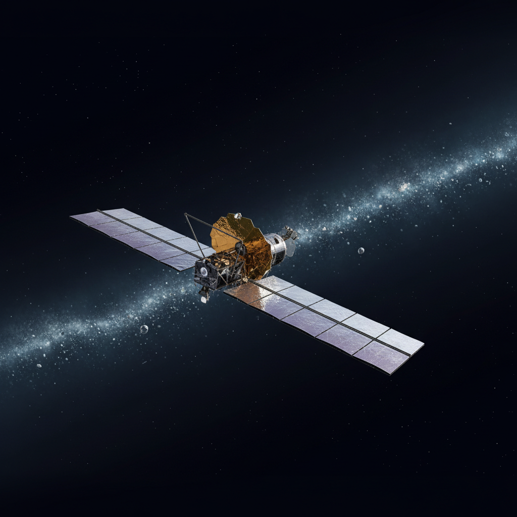 O Telescópio Espacial James Webb (JWST) em órbita, simbolizando a vanguarda da observação astronômica que permite desvendar os mistérios do distante Cinturão de Kuiper.