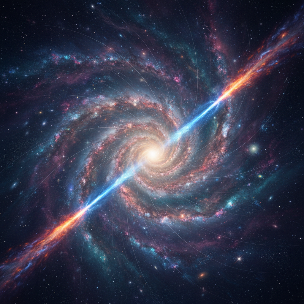 No coração de uma galáxia ativa, buracos negros supermassivos podem ser a fonte de neutrinos de energia extrema, mensageiros silenciosos de eventos cósmicos cataclísmicos.