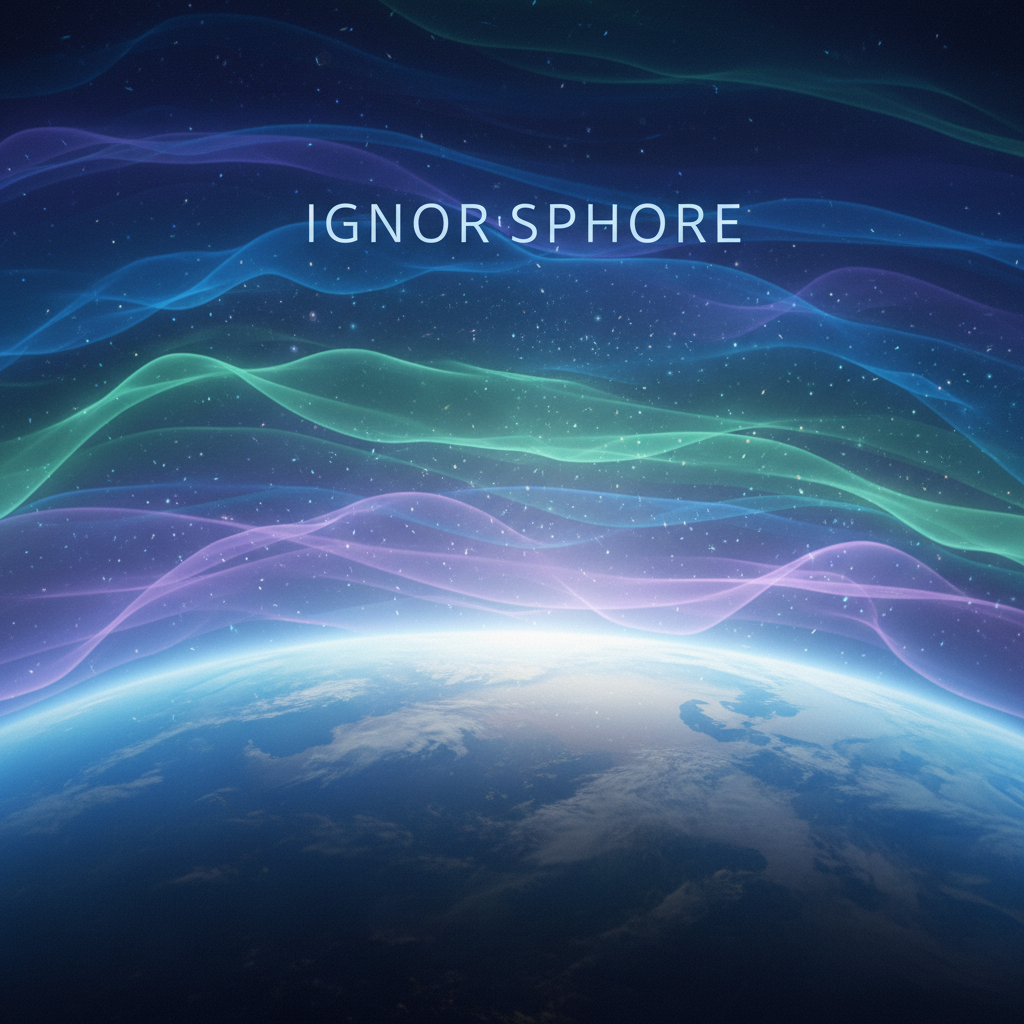 A 'Ignorosfera', a alta atmosfera terrestre, é retratada como uma região misteriosa e pouco explorada, agora revelando a presença sutil, mas crescente, de poluentes oriundos da reentrada de foguetes. Esta imagem simboliza a nova fronteira da poluição ambiental.