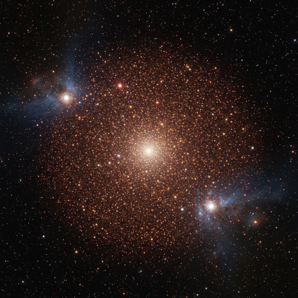 Um aglomerado globular cintilante, um verdadeiro fóssil cósmico, abriga centenas de milhares de estrelas antigas, oferecendo um vislumbre das condições do universo logo após o Big Bang.