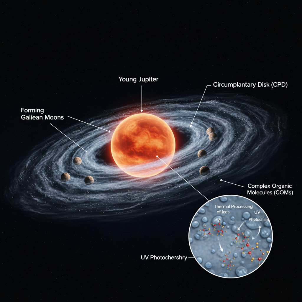 Moléculas da Vida: O Berço Químico das Luas de Júpiter