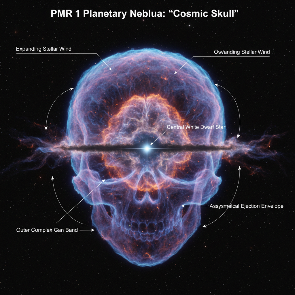 O Crânio Cósmico: Webb Desvenda os Segredos da Nebulosa PMR 1