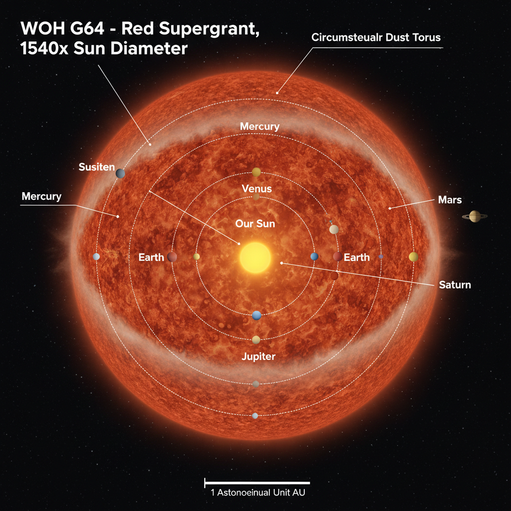 Gigante Estelar: A Metamorfose Cósmica de WOH G64