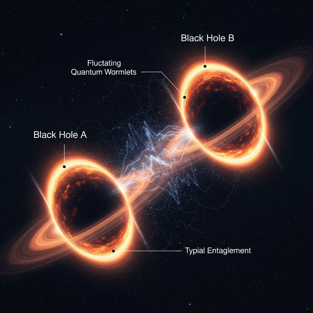 Pesquisas recentes exploram como buracos negros emaranhados de forma 'típica' podem ser conectados por múltiplas e flutuantes 'lagartas de minhoca' ('wormlets'), em vez de um único buraco de minhoca estável.