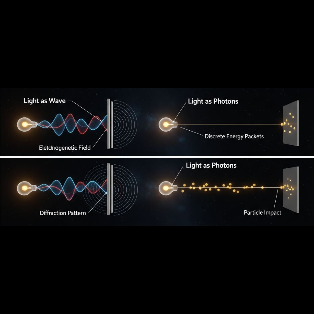 A dualidade onda-partícula é um conceito central da mecânica quântica, onde a luz e a matéria exibem propriedades tanto de ondas quanto de partículas, dependendo de como são observadas ou medidas.