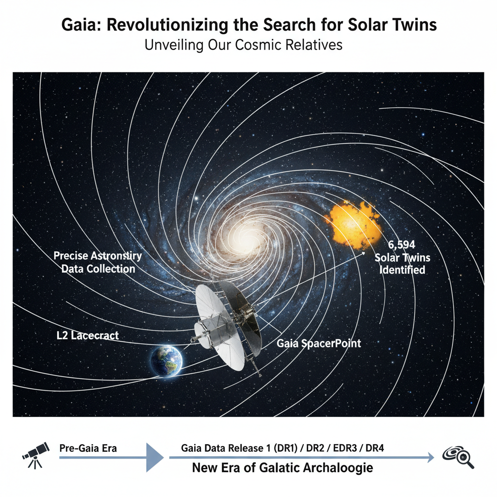 A missão Gaia revolucionou a busca por gêmeos solares, fornecendo dados astrométricos de precisão sem precedentes que permitiram a identificação de milhares dessas estrelas em nossa galáxia.