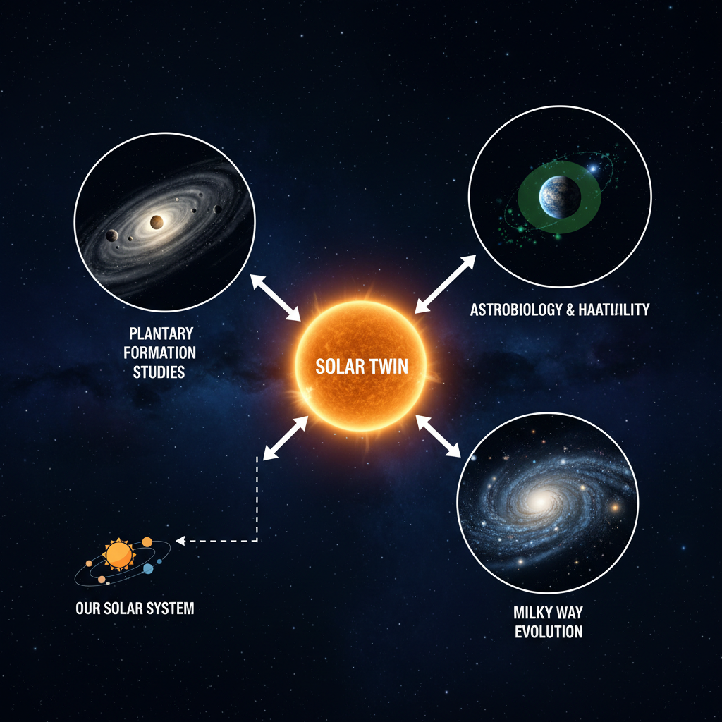 O estudo dos gêmeos solares oferece insights cruciais sobre a formação planetária, a astrobiologia e a evolução de nossa própria galáxia, a Via Láctea, expandindo nossa compreensão do universo.