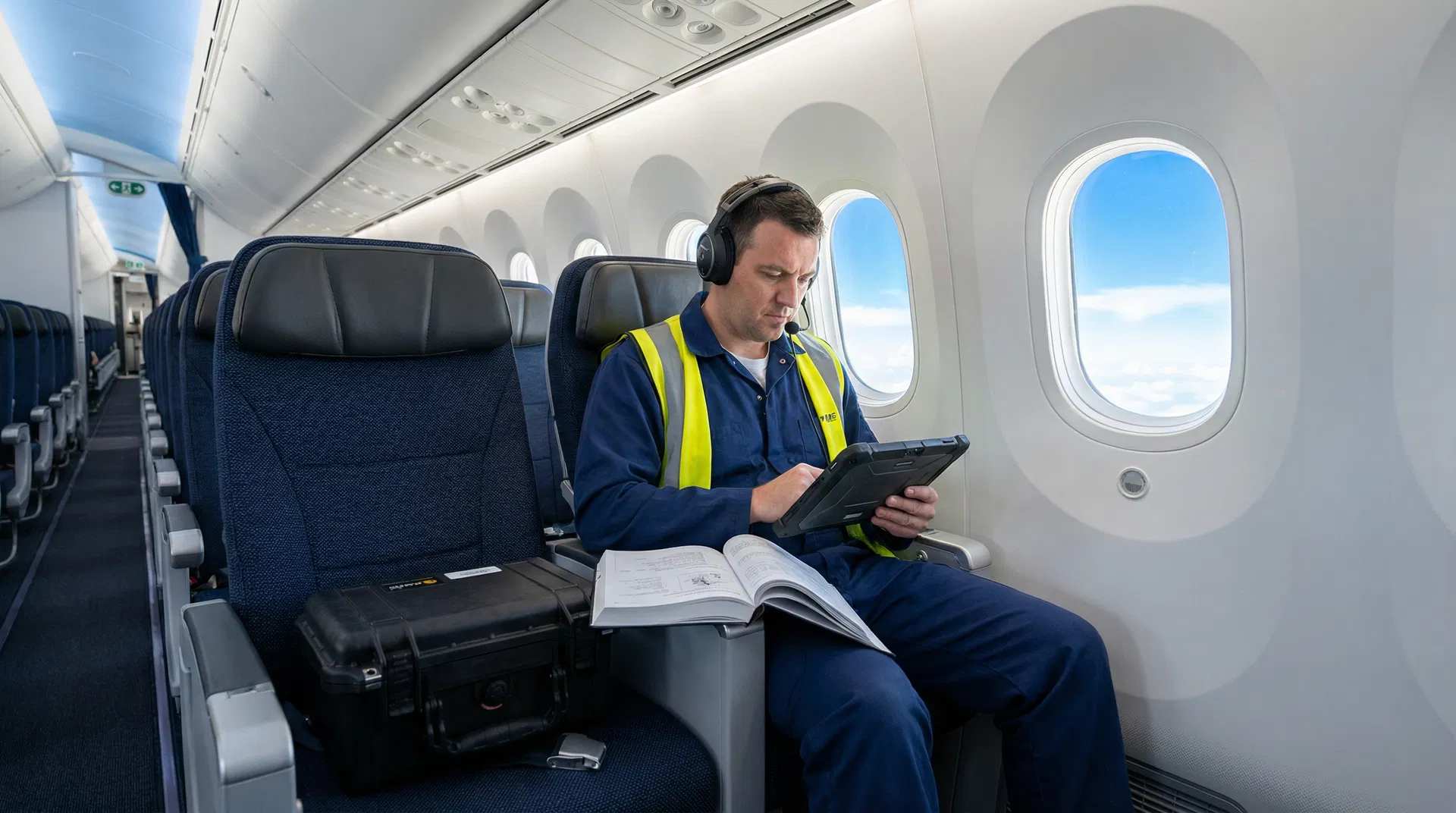 Part-145 engineer on board during aircraft positioning flight
