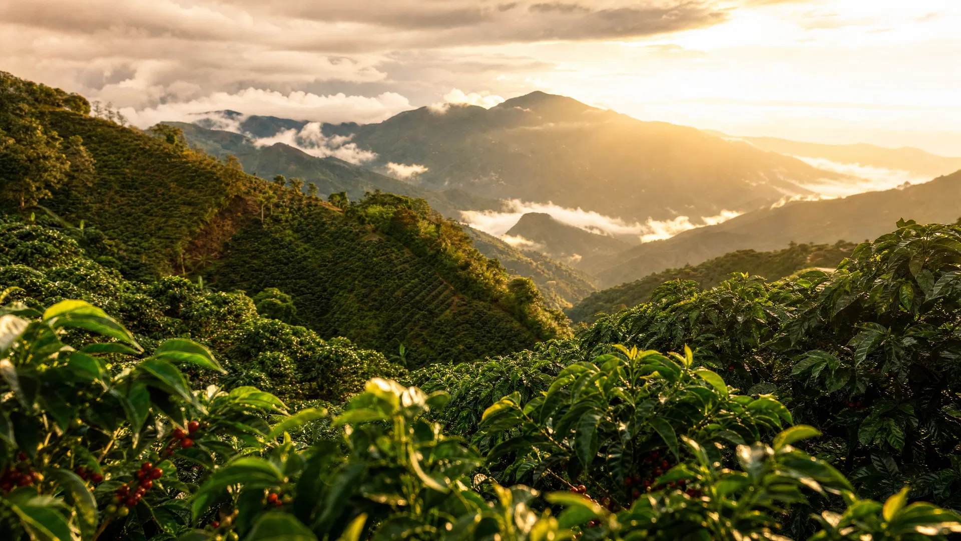 Colombian coffee farm in the Andes