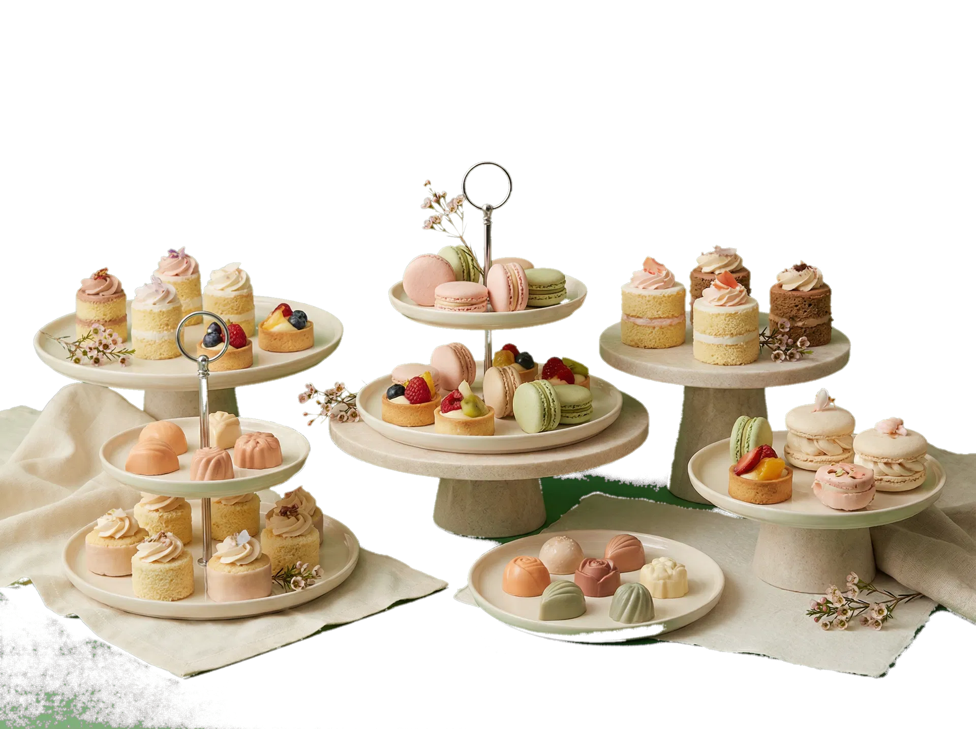 Seleção de doces finos em composição sofisticada