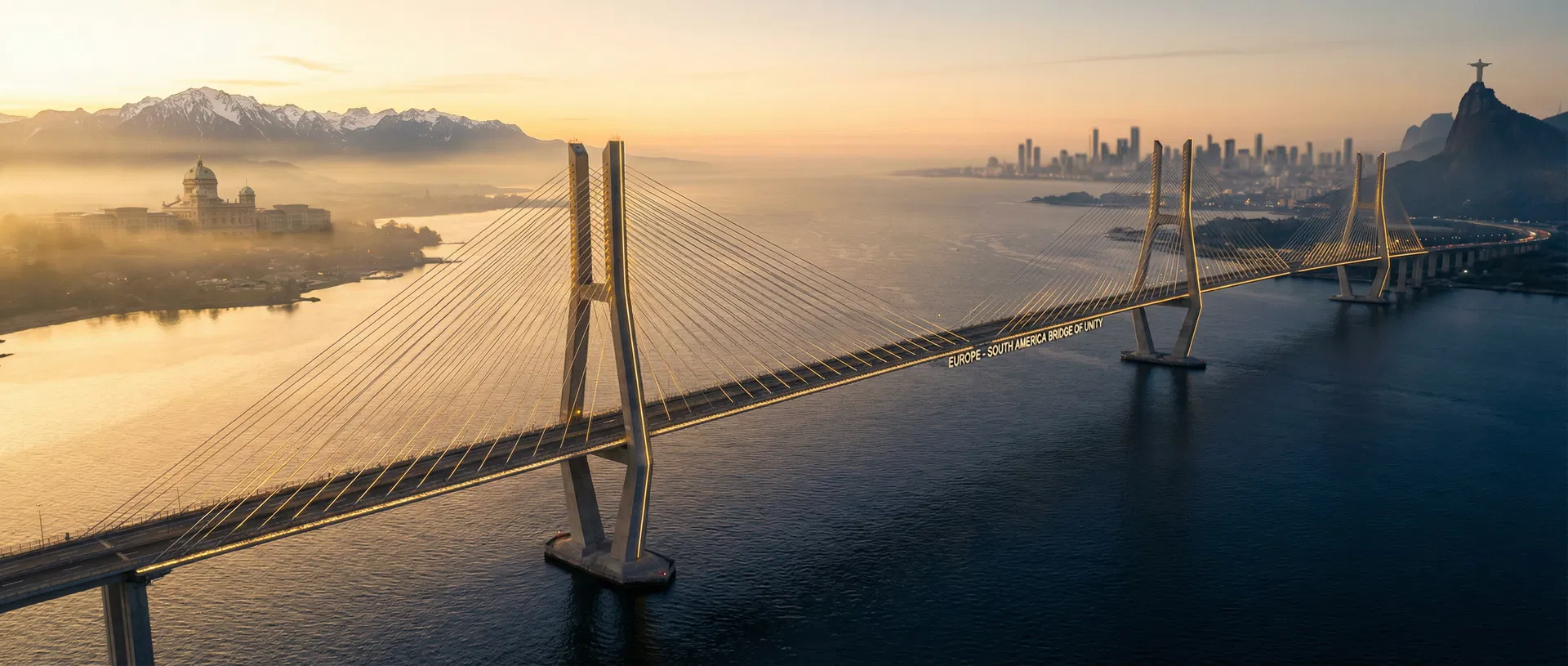 Pont symbolique entre l'Europe et l'Amérique du Sud
