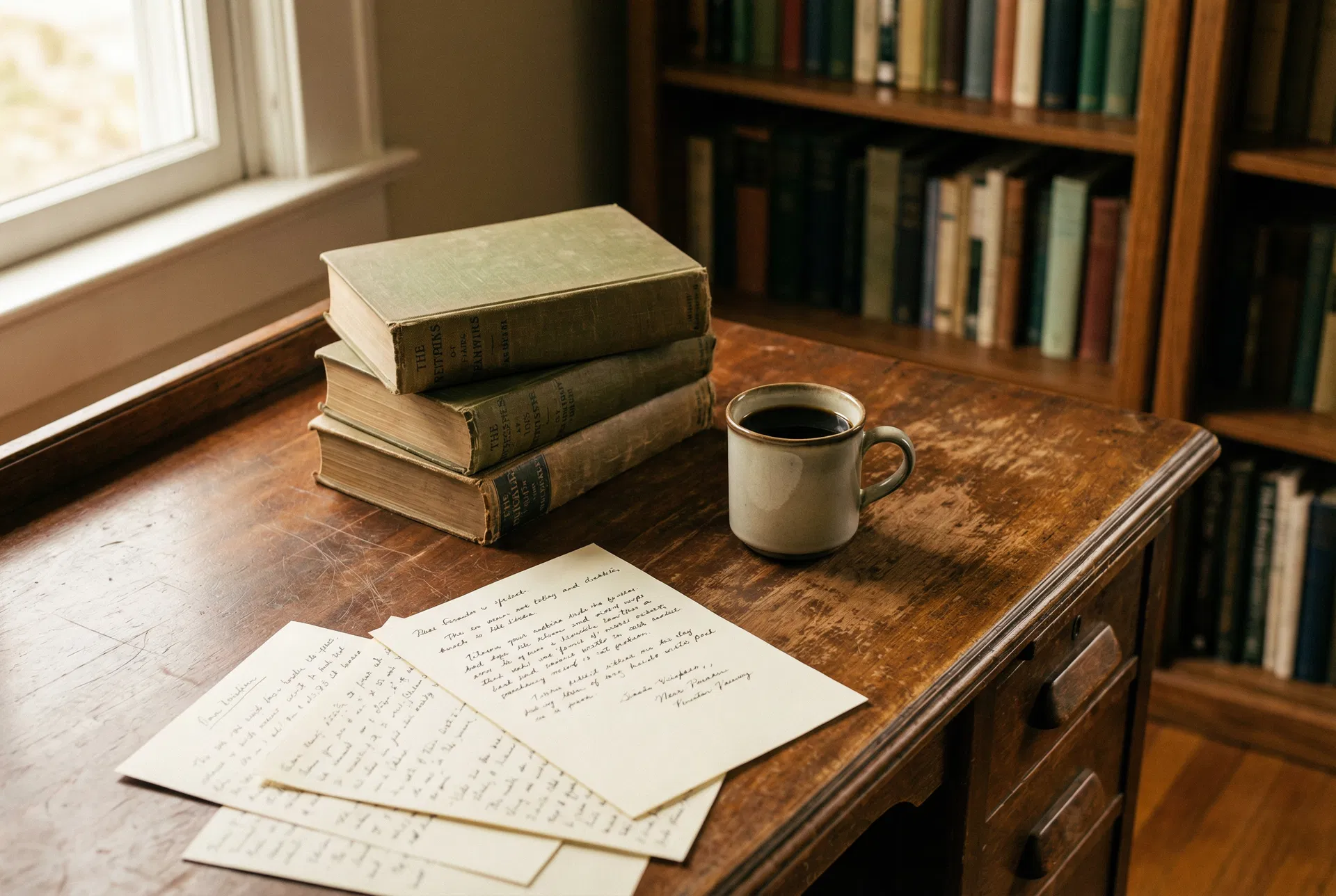 Books and writing desk