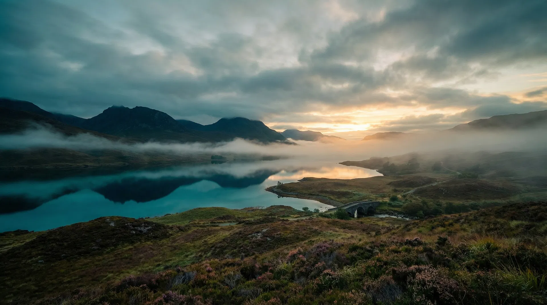 Scottish Highland landscape at dawn