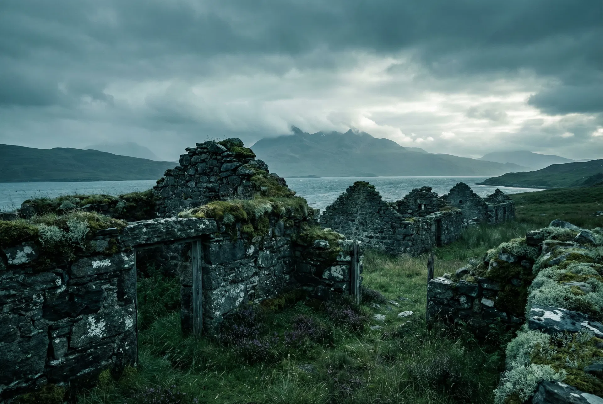 Ruins of the cleared township of Hallaig on the Isle of Raasay