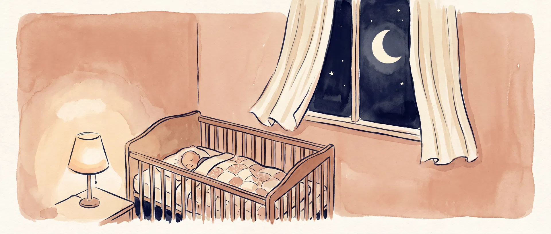 Nighttime nursery scene suggesting an extended middle-of-the-night wake-up