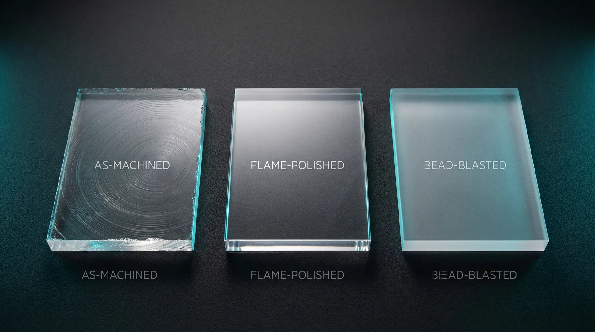 Representative clear plastic surface finish samples