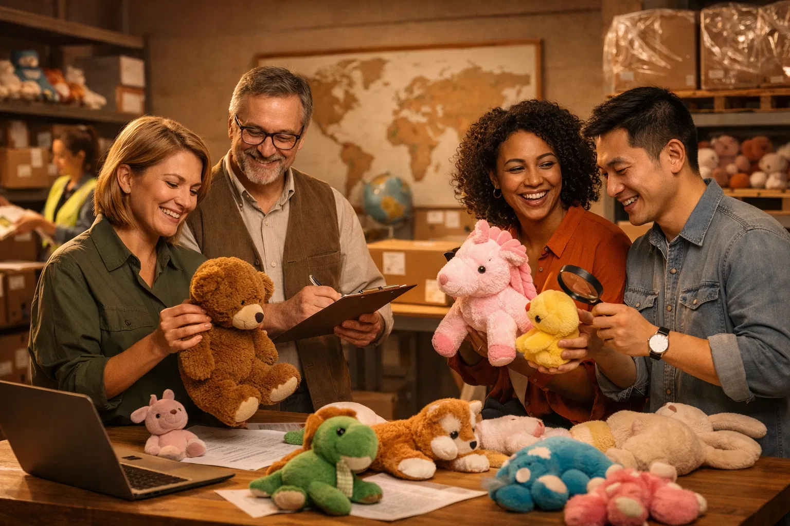 PT Sourcing team with plush toys