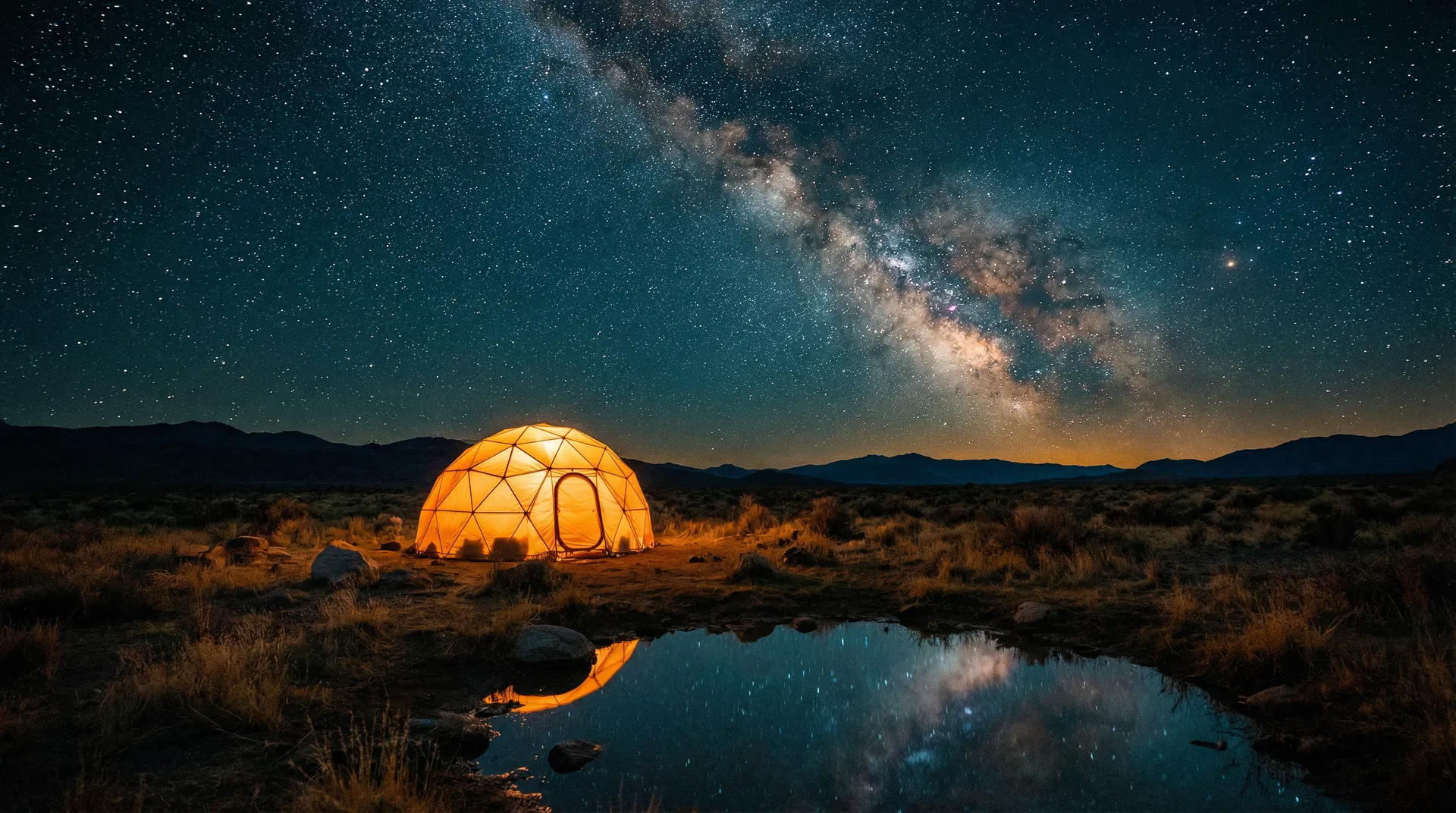 Geodesic dome under the Milky Way