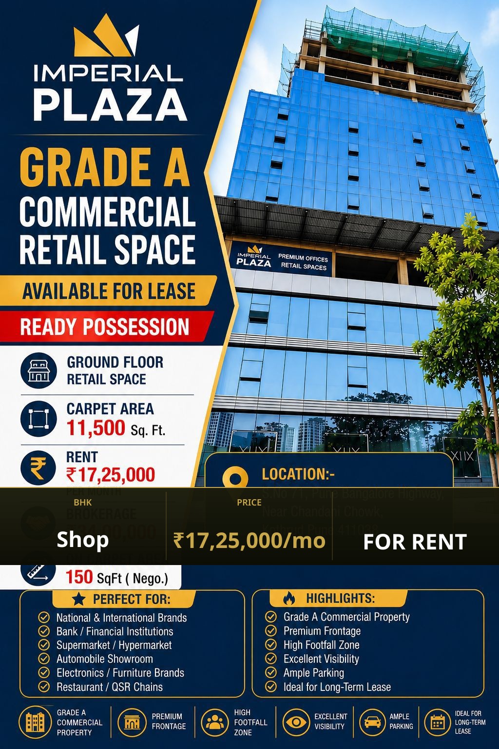 Shop for Rent in Kothrud, Pune | Imperial Plaza - Image 1