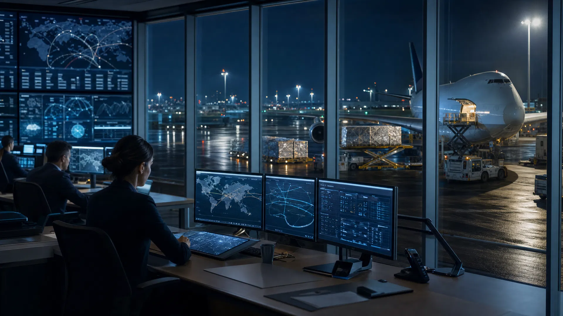 Air cargo control room and aircraft loading operation