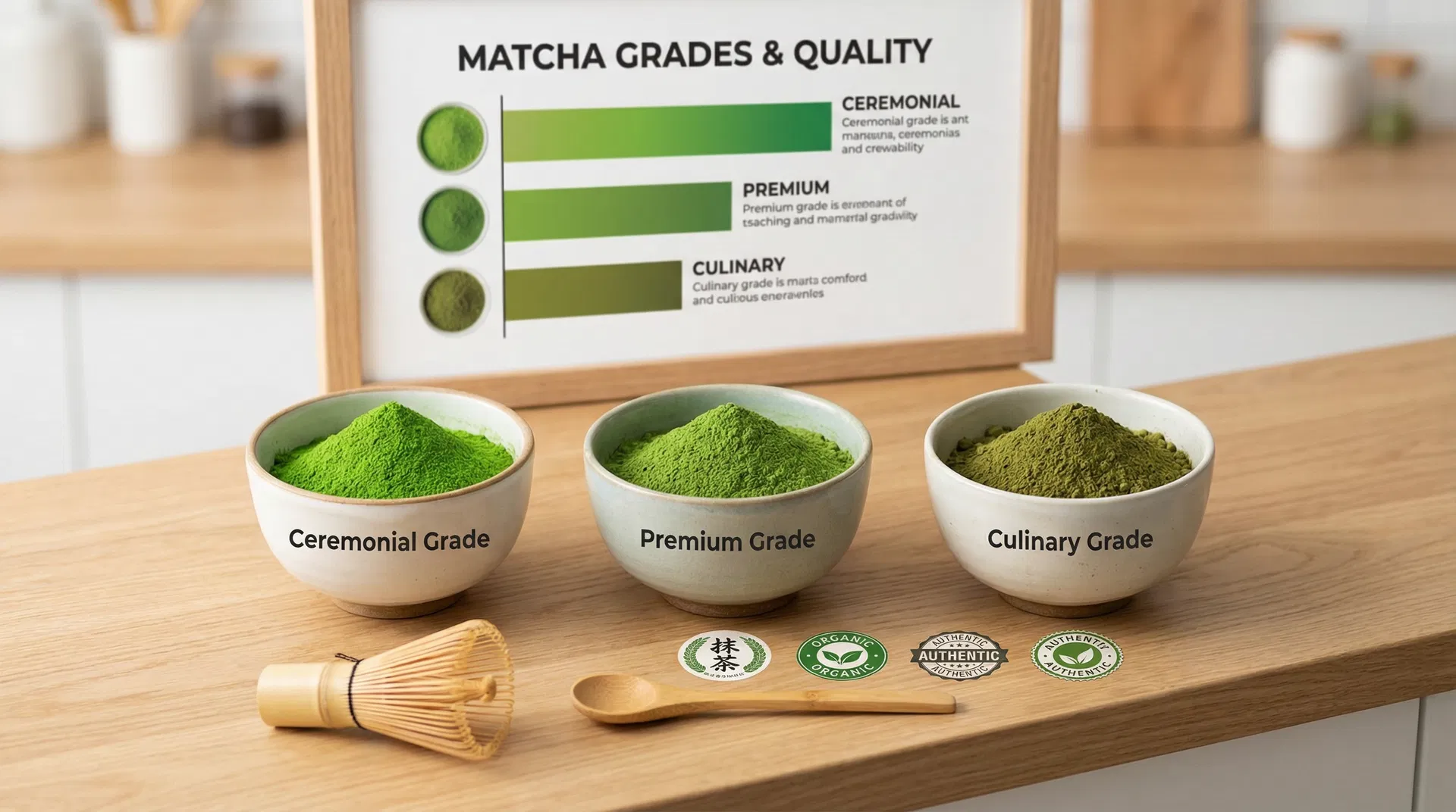 การเปรียบเทียบคุณภาพมัทฉะ 3 ระดับ