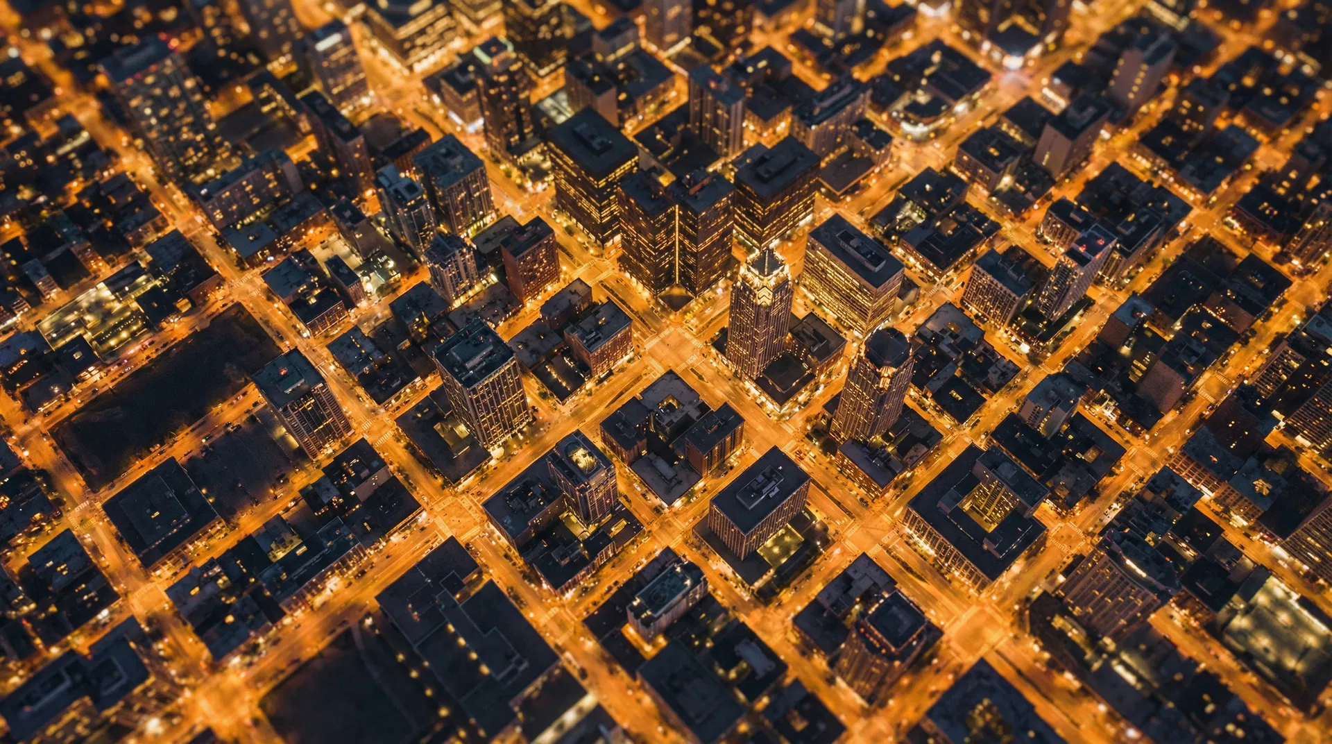 Aerial view of city grid representing capital architecture