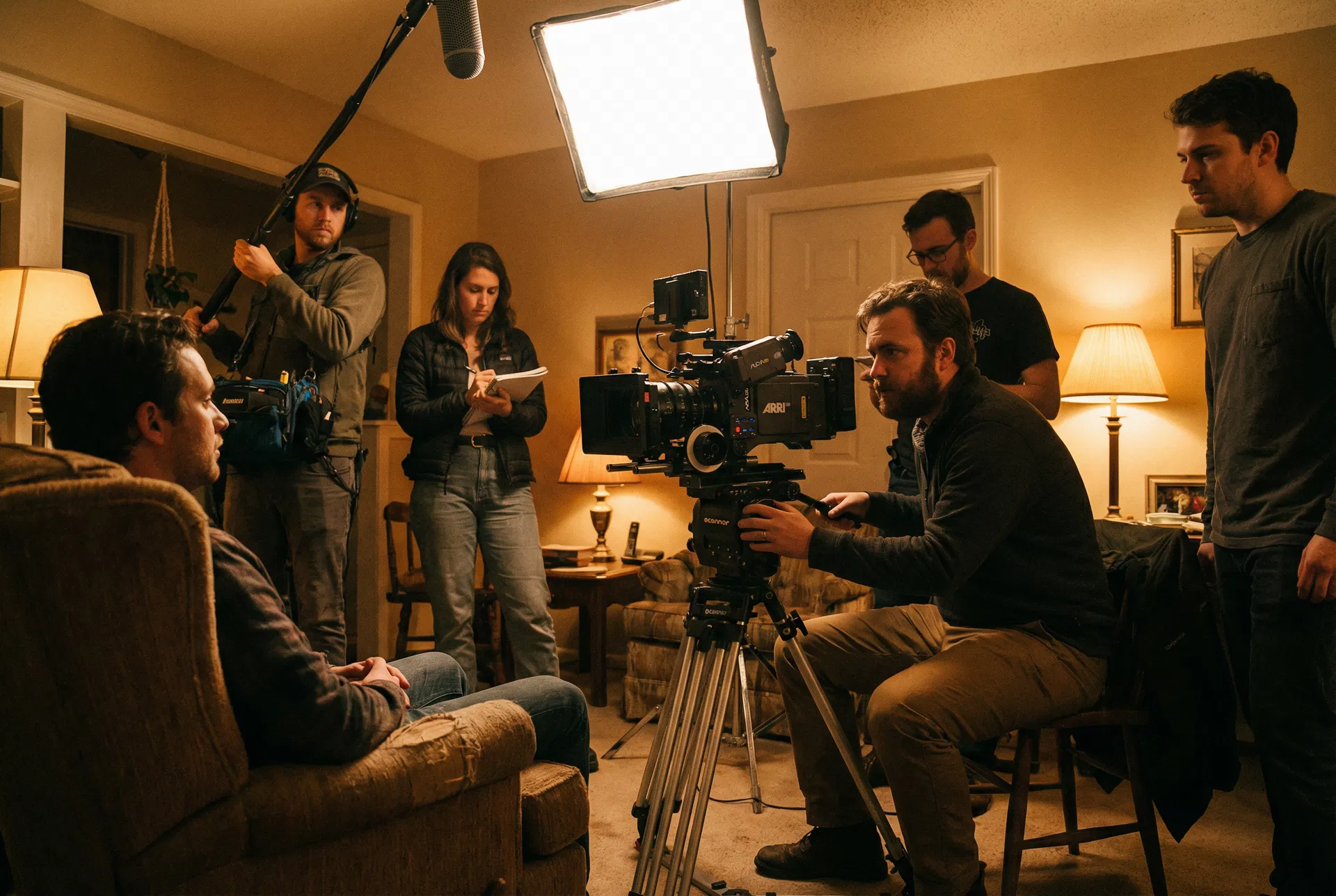 Documentary film crew at work